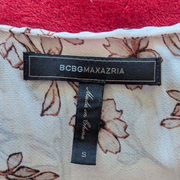BCBGMAXAZRIA Pink Floral Chiffon Drape Top Size S - Picture 8 of 8